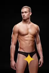 Черные тонги, трусы мужские - L/XL