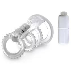 Насадка стимулирующая Vibrating Cock Cage с вибрацией – прозрачная 