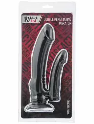 Реалистичный двойной фаллоимитатор на присоске TOYFA Black&Red с вибрацией – черный