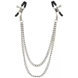 Зажимы на соски Nipple Play Tiered Nipple Clamps с двойной цепочкой – серебристый