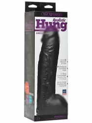 Реалистичная насадка фаллоимитатор Hung Vac-U-Lock CodeBlack, с мошонкой, 31 см, черный