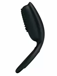 Эрекционное виброкольцо ESTHERЮ с клиторальной щеточкой, с подхватом мошонки, 10 см, черный