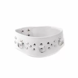 БДСМ ошейник из натуральной кожи, белый, размер OS