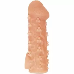 Реалистичная насадка на пенис с узором из мелких шариков и отверстием для мошонки «Cock sleeve» (средняя), Kokos