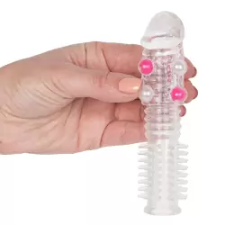 Насадка с закрытой головкой Silicon Sleeve с бусинками – прозрачная