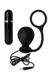 Анальная втулка с вибропулей и эрекционным кольцом TOYFA Black&Red – чёрный 