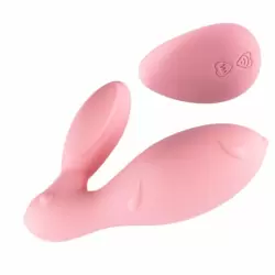 Многофункциональный вибратор в форме зайчика Eris - розовый: 10 режимов вибрации, медицинский силикон