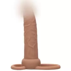 Реалистичная вибронасадка Performance Maxx Rechargeable Dual Penetrator, для двойного проникновения, 14 см, 10 режимов, телесный