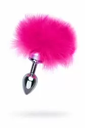 Маленькая анальная втулка с опушкой TOYFA Metal – розовый 