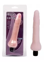 Тонкий вибратор-реалистик Rock Candy c имитацией мошонки – телесный