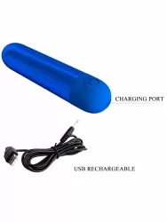 Перезаряжаемая вибропуля Baile Kiwi, 10 режимов, 8 см, синяя