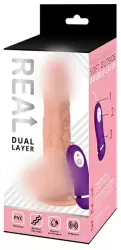 Реалистичный фаллоимитатор Real Dual Layer с вибрацией 23 см - телесный