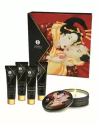 Подарочный набор Shunga Geisha's Secret «Клубника в шампанском», 5 предметов: массажные масла, лубрикант, возбуждающий и продлевающий крем