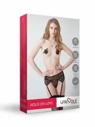 Романтичный пояс для чулок с черным кружевом (Hold on love)L/XL