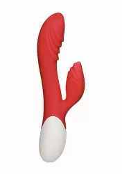 Рельефный вибратор-кролик Sunburst Rechargeable Heating G-Spot Rabbit, с функцией нагрева, 20,8 см, красный
