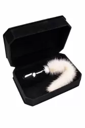 Маленькая анальная пробка с хвостом TOYFA Metal – белый