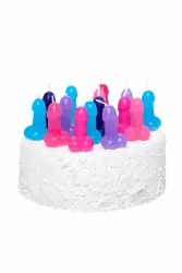 Набор разноцветных свечей Мини пенис, 10 шт.