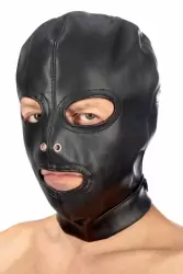 БДСМ-маска на лицо с дополнительными отверстиями для глаз Fetish Tentation, черная