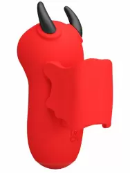 Вакуумный мини-стимулятор клитора Pretty Love Magic Devil, 7см, на палец, с электростимуляцией, красный