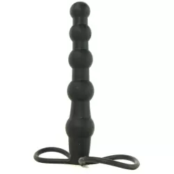 Насадка Double Rider для двойного проникновения с кольцами на пенис и мошонку – черный