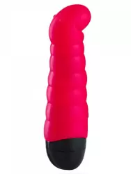 Ребристый вибратор Fun Factory Little Paul, с изогнутой головкой, 14 см, красный