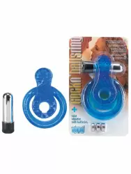 Эрекционное виброкольцо Cock N' Balls Ring с петлей на мошонку и стимулятором клитора – синий