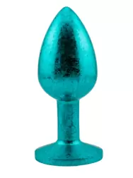 Голубая алюминиевая анальная пробка с кристаллом Small