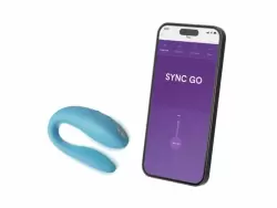 Вибратор для пар We-Vibe Sync Go, управление через приложение, 7,5 см, голубой