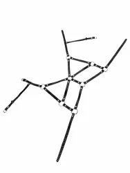 Портупея Pecado BDSM, «Соблазн» с кольцами, натуральная кожа, черная