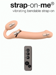 Безремневой страпон с вибрацией. Strap-on-me. 24,5 см. Телесный