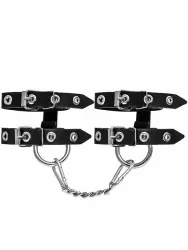 Наручники Pecado BDSM, однослойные, из двух ремешков, натуральная кожа, черные
