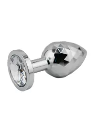 Алюминиевая текстурная анальная пробка с прозрачным кристаллом Medium