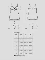 Черная полупрозрачная сорочка с сетчатым узором и стринги Adoria (Obsessive) – S/M