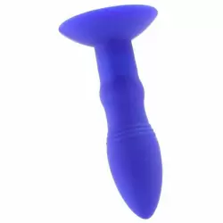 Компактная анальная вибропробка Eclipse, с ротацией, 14 см, силикон, синий 