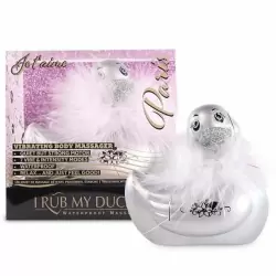 Вибратор-уточка с изящным боа Big Teaze Toys I Rub My Duckie 2.0, серебристый