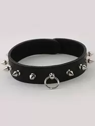 Узкий ошейник-8 с шипами и кольцом