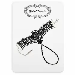 Черный кружевной браслет ручной работы с бусинками Dolce Piccante Bello fiore - S/M
