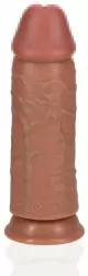 Реалистичный фаллоимитатор Shots Toys Extra Thick Straight without Balls, на присоске, с набухшими венами, 23 см х 7,6 см, ПВХ, мулат