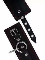 Комплект бондажный Pecado BDSM, 3 точки фиксации, распорка, оковы, натуральная кожа, черный