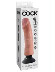 Гибкий вибратор-реалистик 9 Vibrating Cock с присоской – телесный