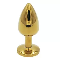 Маленькая анальная пробка Plug Gold с кристаллом	 – золотистый/голубой