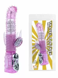 Ротатор-вибромассажер двойного действия с мягкими шипами Travel Partner – розовый