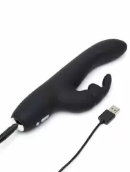 Изогнутый вибратор-кролик Fifty Shades of Grey Greedy Girl Slimline, 22,8 см, силикон, черный