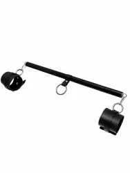 Комплект бондажный Pecado BDSM, 3 точки фиксации, распорка, оковы, натуральная кожа, черный