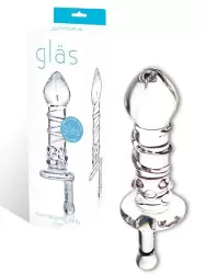 Анальный плаг Indulgence Swirly с ручкой для прокручивания – прозрачный