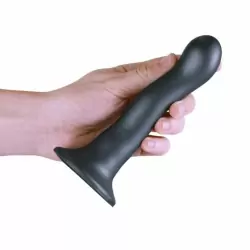 Изогнутый фаллоимитатор Shots toys Ultra Soft, 18 см, силикон, серый 