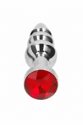 Серебряная анальная пробка с рубиновым кристаллом Silver Plug - Red Sapphire