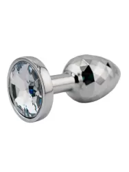 Алюминиевая текстурная анальная пробка с прозрачным кристаллом Small
