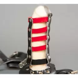 Пояс верности Подиум из лакированной кожи - черный с красным