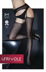 Чулки с поясом и рисунком зигзаг (Sense)